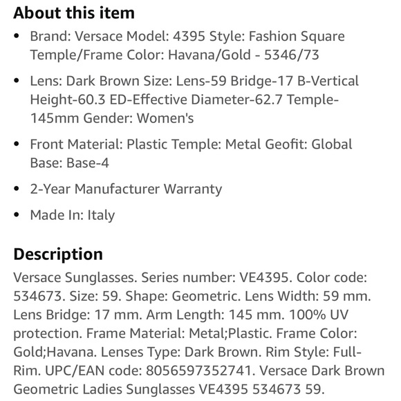 Versace woman sunglasses main image 5
